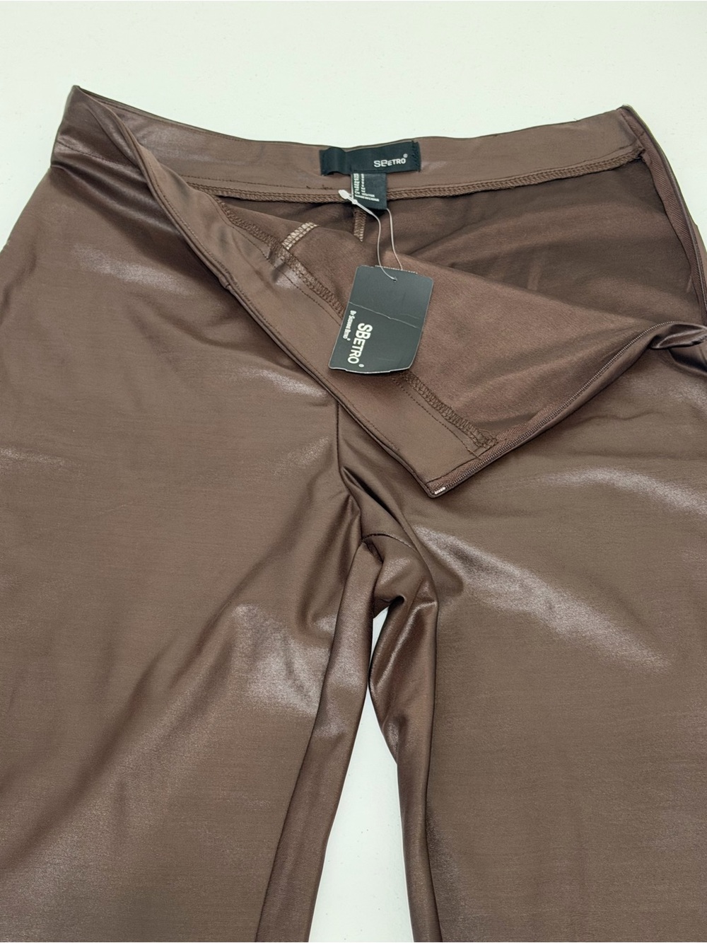 Suzanne Betro SBetro Faux Leather Straight Leg Split Hem Pants S NWT - Picture 7 of 11